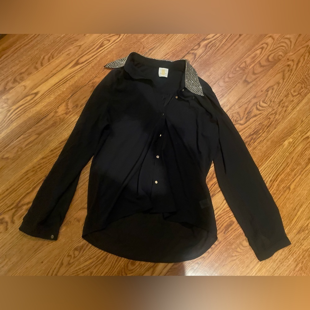 Sis Sis Black Button Down Long Sleeve Size Large